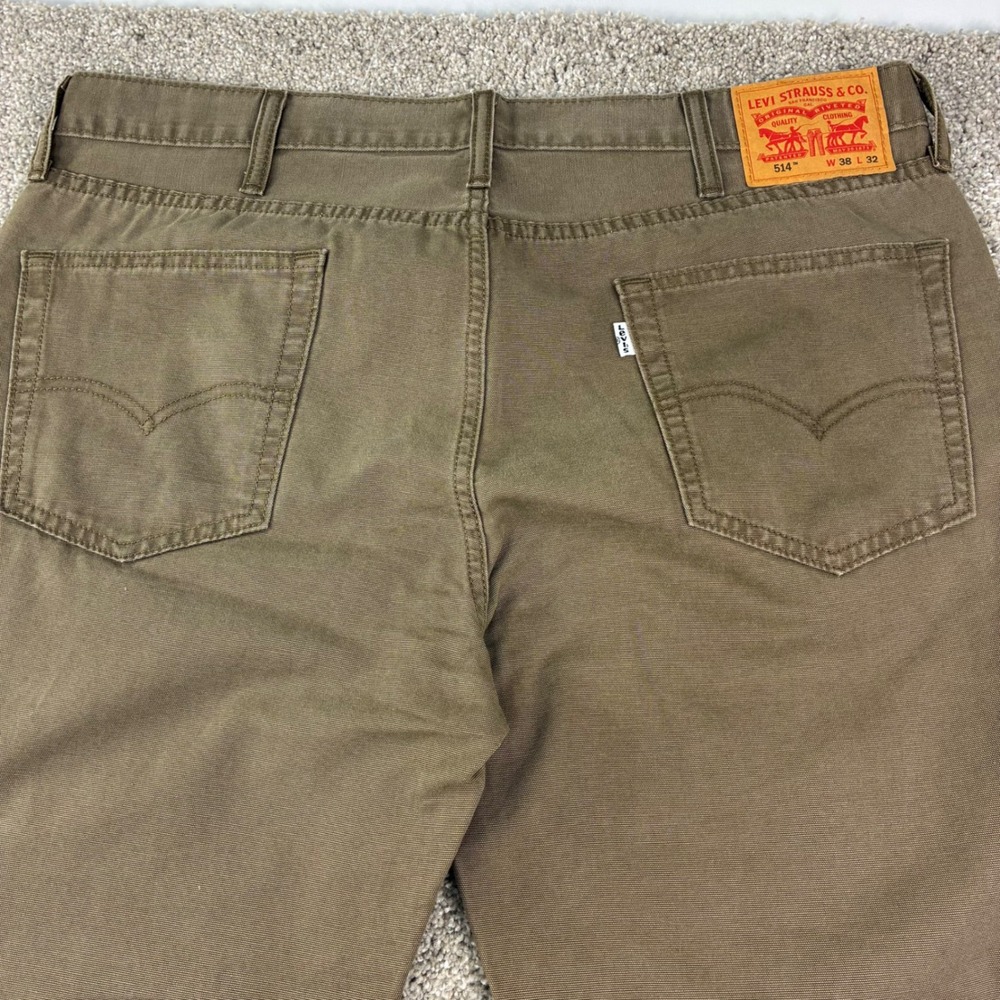 Levis 514 Straight Fit Pants Mens 38x32 Brown Canvas Workwear Cotton Jeans - Picture 11 of 12